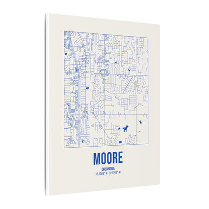 Moore Street Map Canvas, Royal Blue on Cream