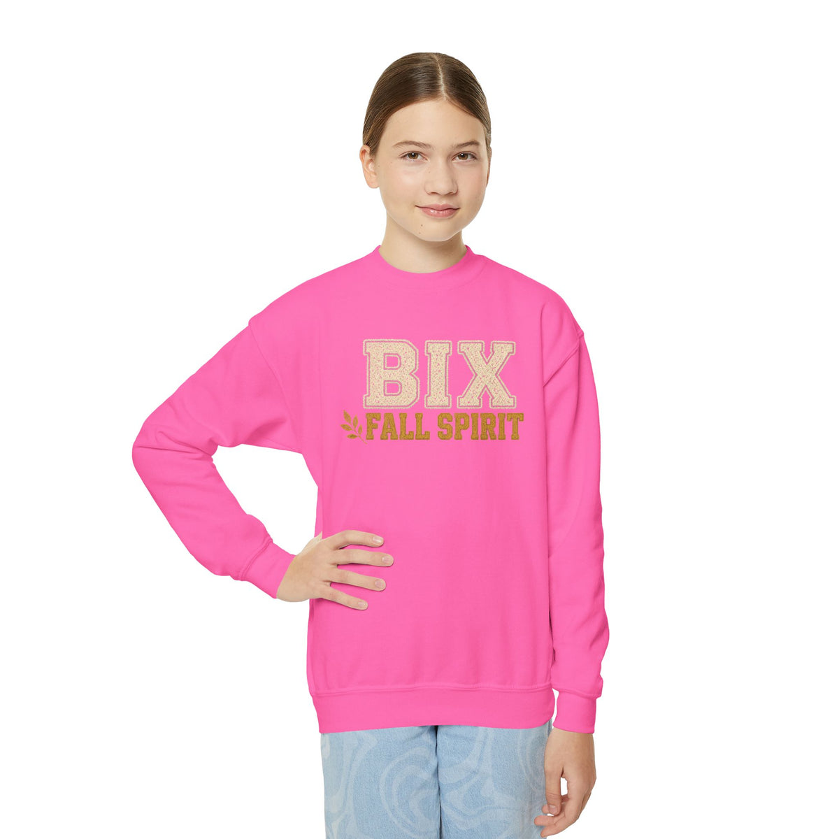 Bixby Spartans Youth Bix Fall Spirit Golden Lettering Sweatshirt