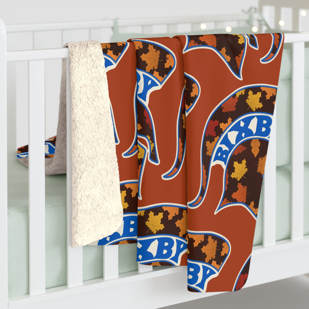 Fall Leaves Bixby Spartans Helmet Sherpa Fleece Blanket – Cozy Autumn Throw