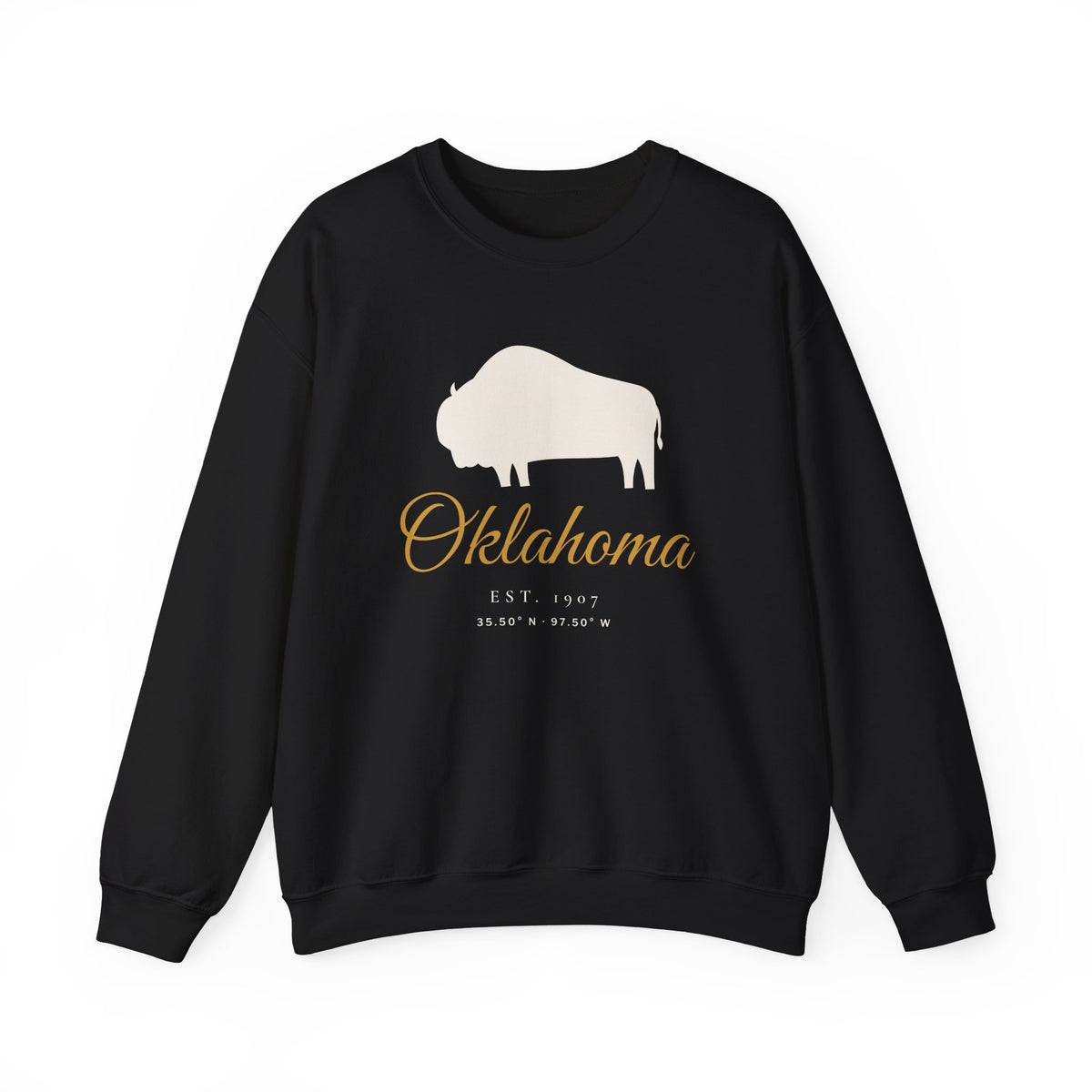 Crewneck sweatshirt printed with Oklahoma Bison.