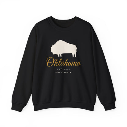 Crewneck sweatshirt printed with Oklahoma Bison.