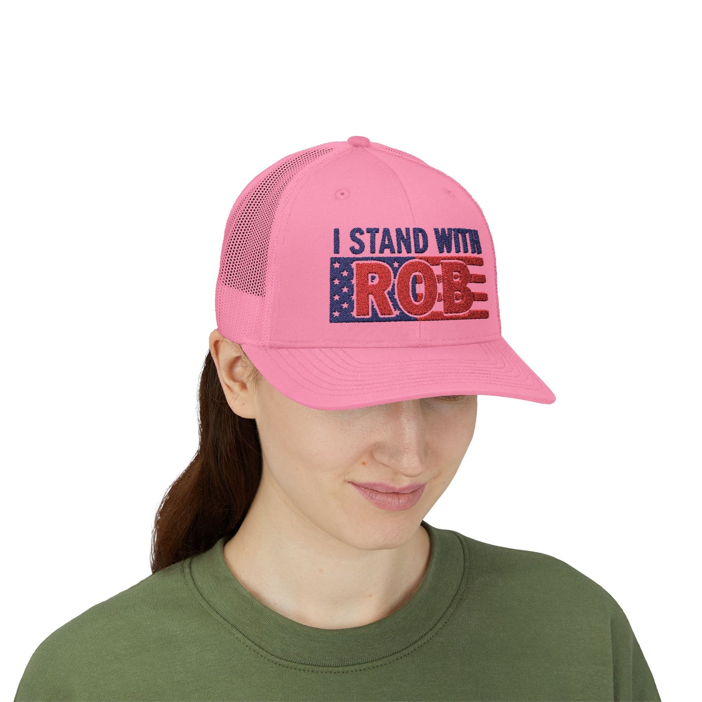 Patriotic Flag - I Stand With Rob Embroidered Trucker Snapback
