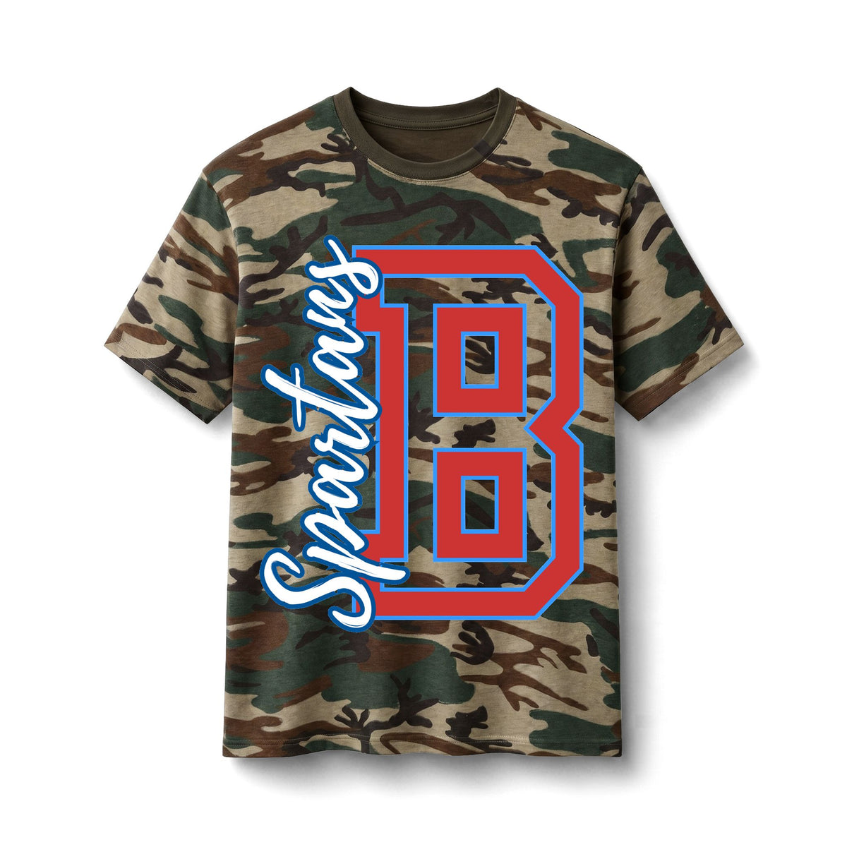 Bixby Spartans 'B' Camo Cotton Tee