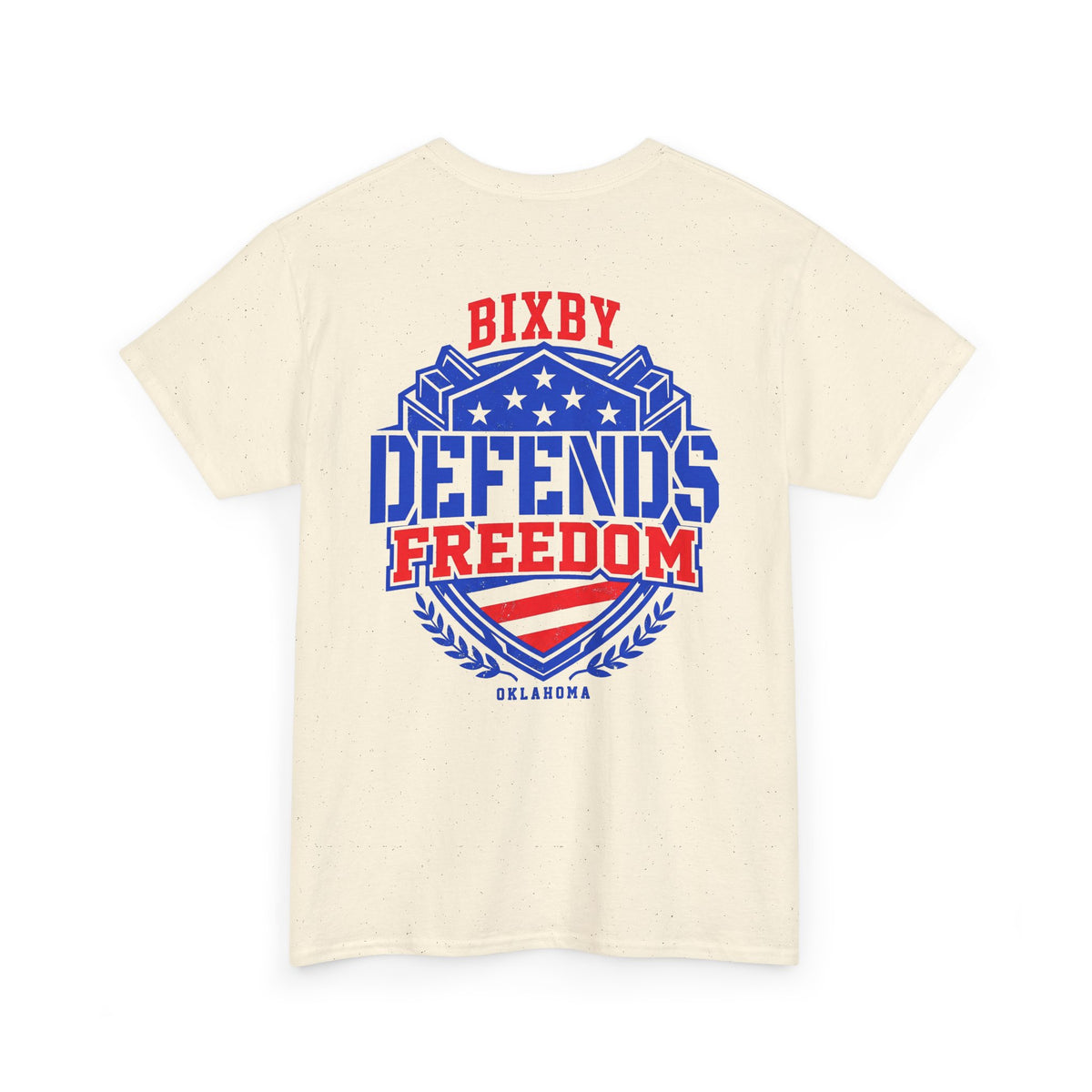 Defends Freedom T-Shirt  Bixby Oklahoma Patriotic USA Flag Tee