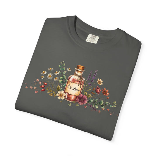 Apothecary Bottle Floral T-Shirt — Vintage Herbal Garden Tee