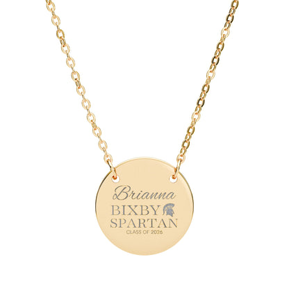 Bixby Spartan Class of 2026 Laser Engraved Circle Necklace