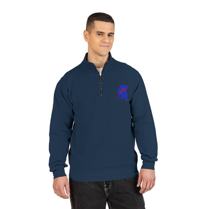 Spartan Blue Helmet Quarter-Zip Comfort Colors Pullover