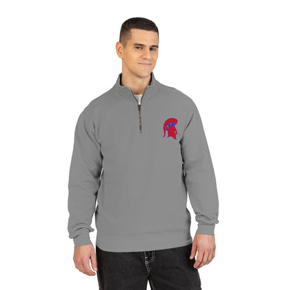 Bixby Spartans Red Helmet Quarter-Zip Pullover Comfort Colors Tee