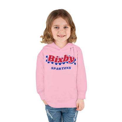 Bixby Spartans Retro Blue Checkered Script Toddler Hoodie – Little Spartan Vintage Hoodie