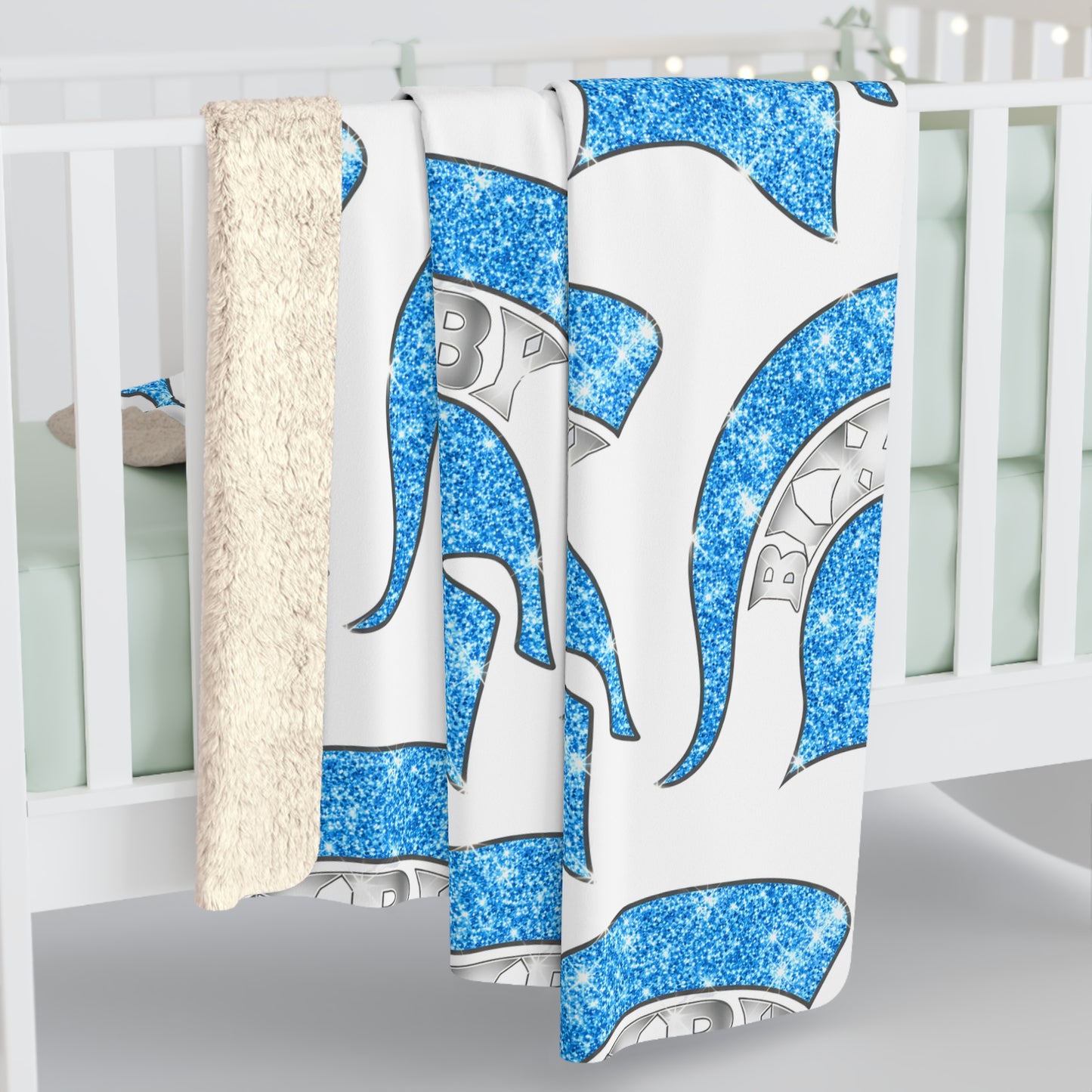 Spartan Blue Bling Logo Sherpa Fleece Blanket