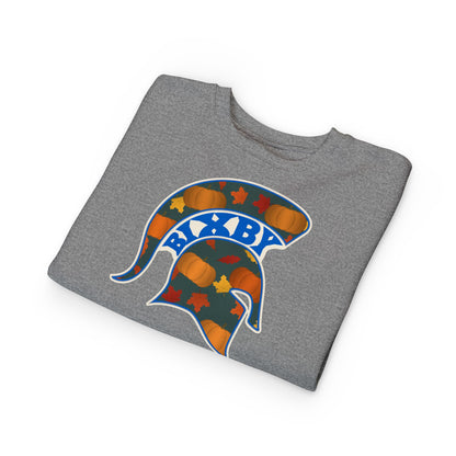 Bixby Spartans Pumpkin Patch Helmet Toddler Sweatshirt – Little Spartan Fall Crewneck