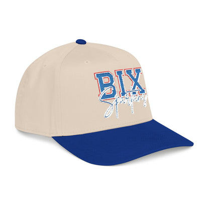 Embroidered BIX Script Baseball Cap — Retro Distressed Patch Hat