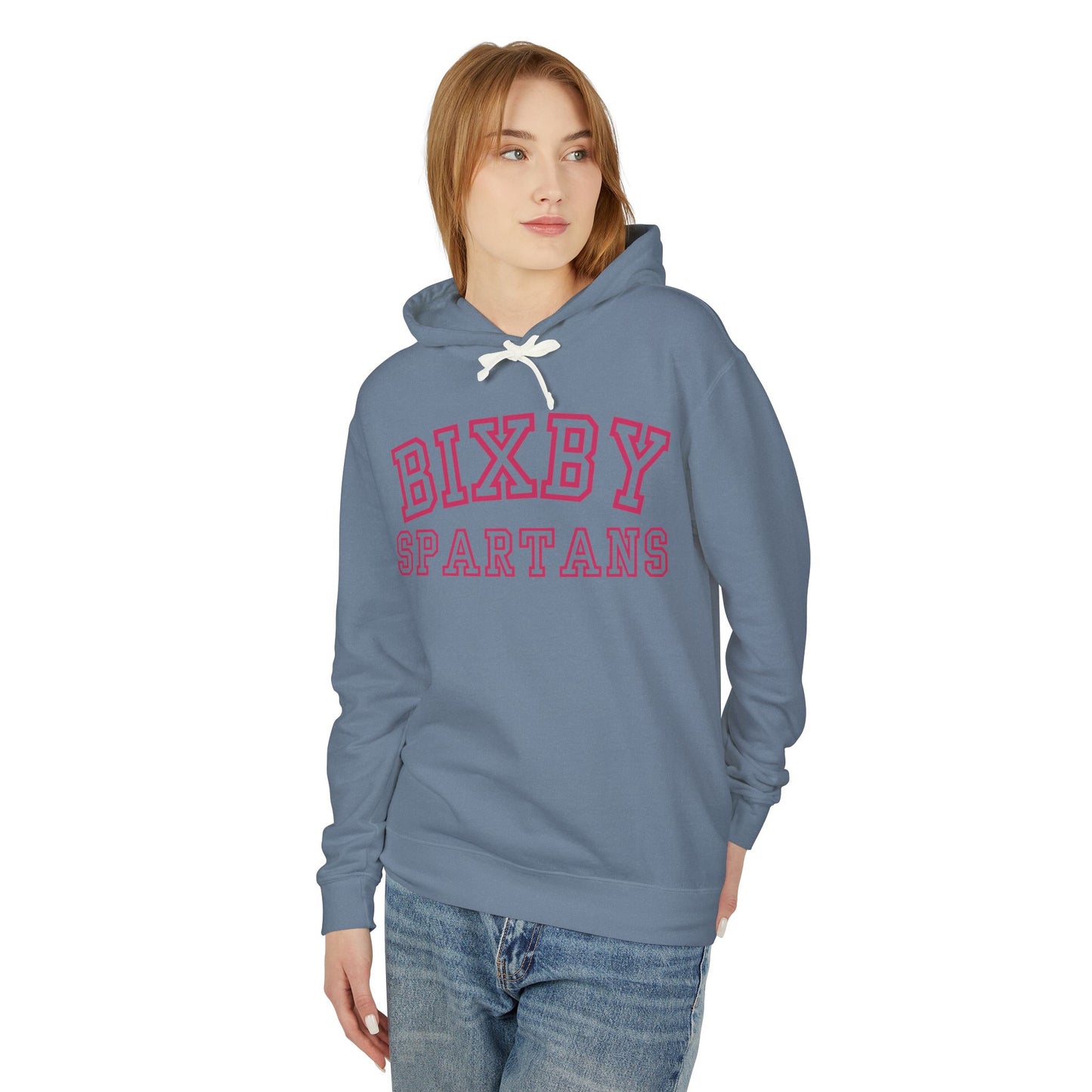 Bixby Spartans Pink Print Premium Comfort Colors Hoodie