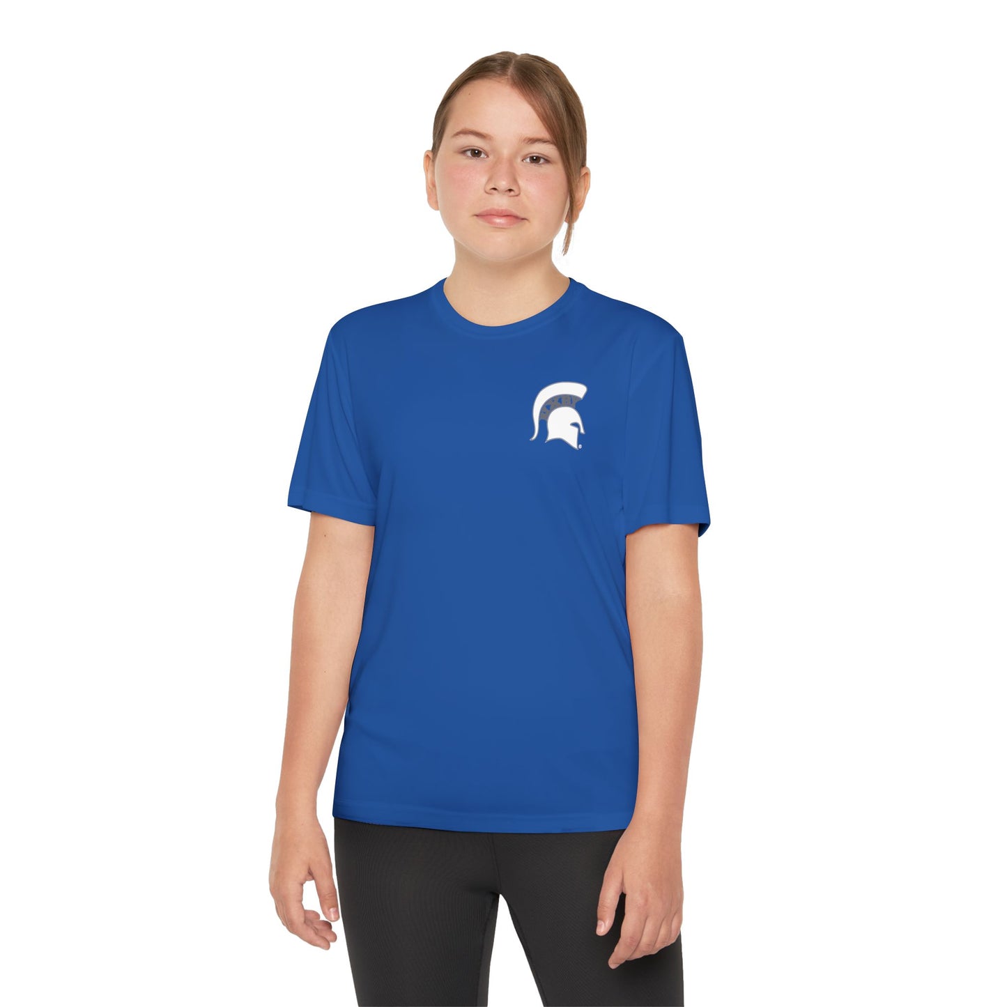 Spartan White Logo Youth Sport-Tek Tee