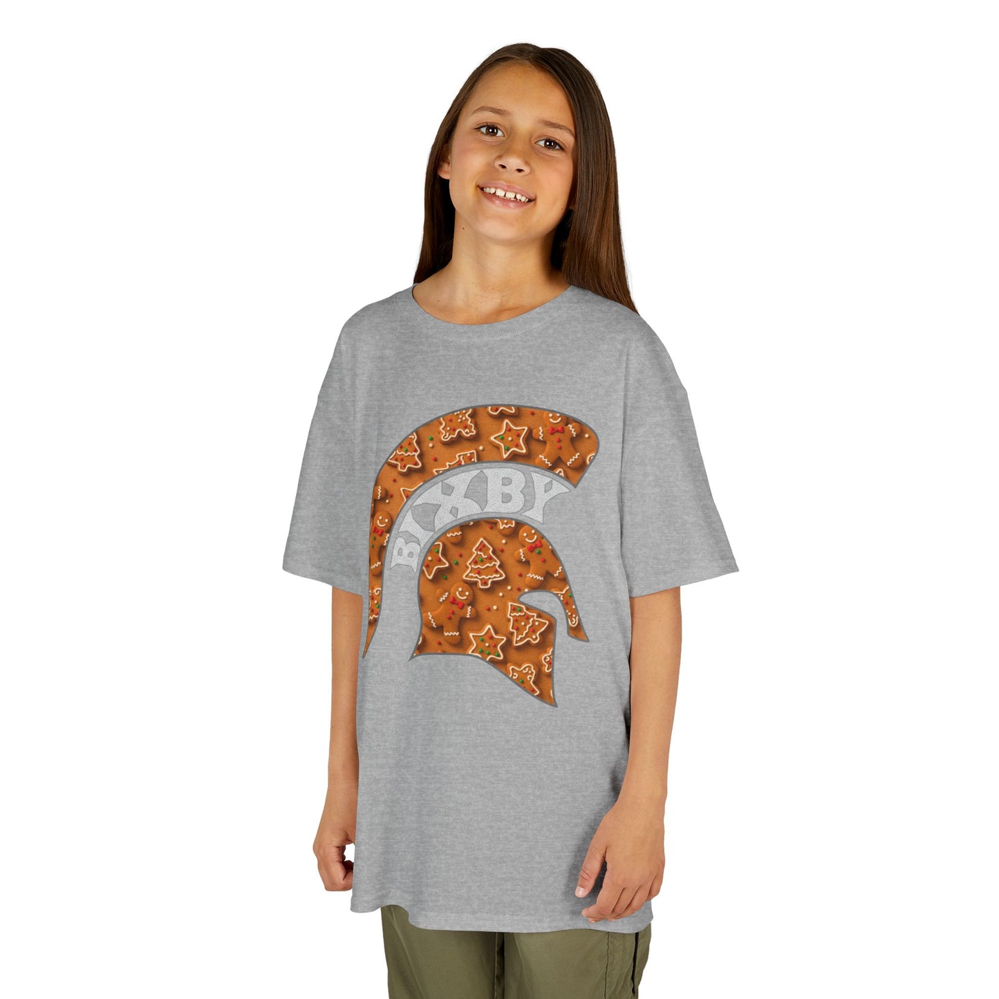 Bixby Spartan Gingerbread Helmet Youth Gildan Tee