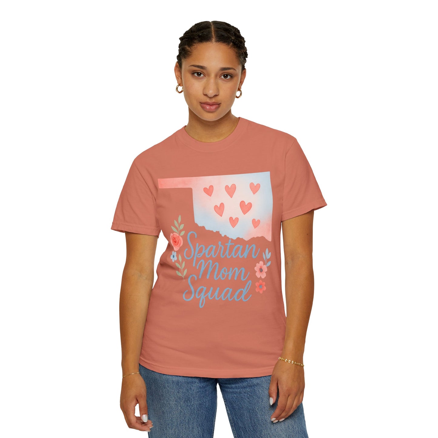 Spartan Mom Squad Bixby OK Watercolor Comfort Colors Tee