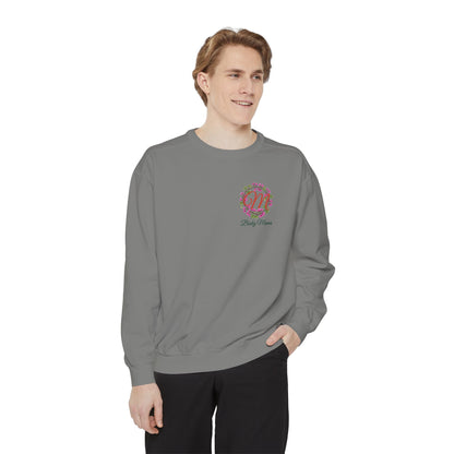 Bixby Mama Sweatshirt in Grey, worn, front view