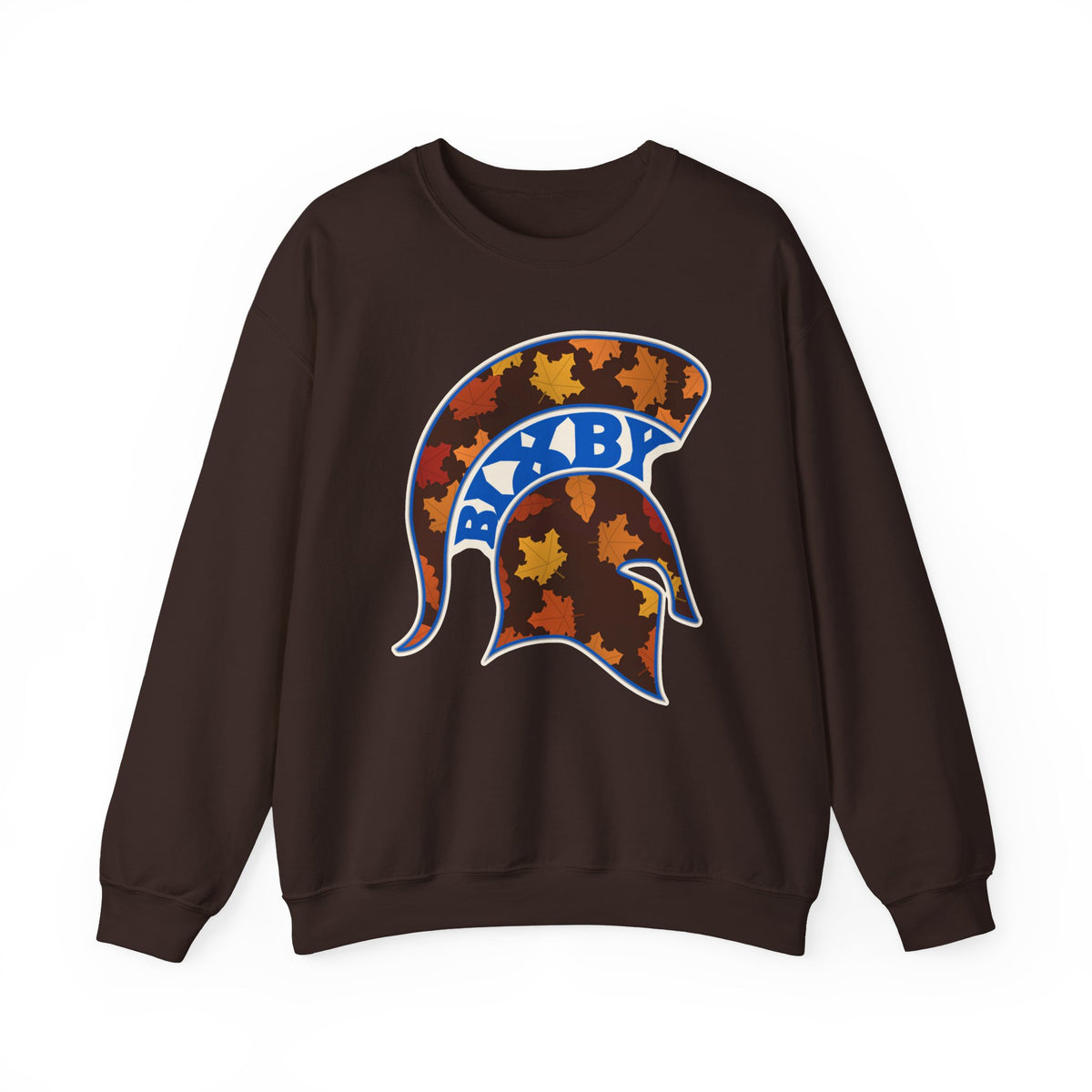 Bixby Spartans Fall Leaves Helmet Sweatshirt – Autumn Game Day Crewneck