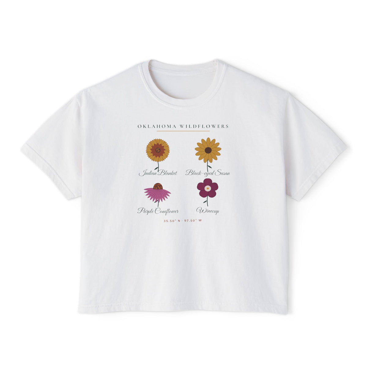 Oklahoma Wildflower Field Guide Boxy Comfort Colors Tee