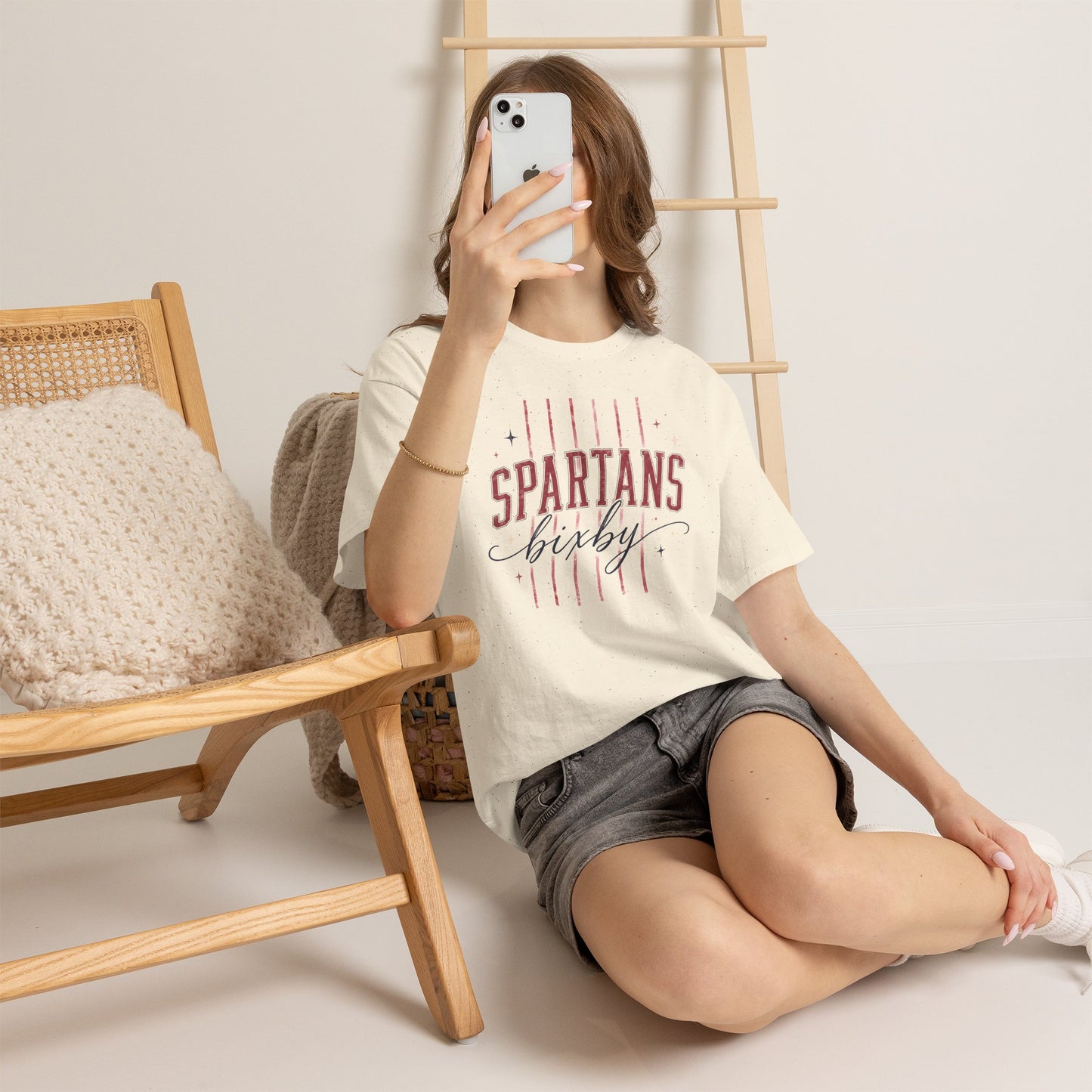 Spartans Bixby T-Shirt — Vintage Red Striped School Spirit Tee
