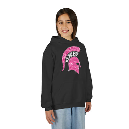 Bixby Spartan Pink Helmet Bling Youth Gildan Hoodie