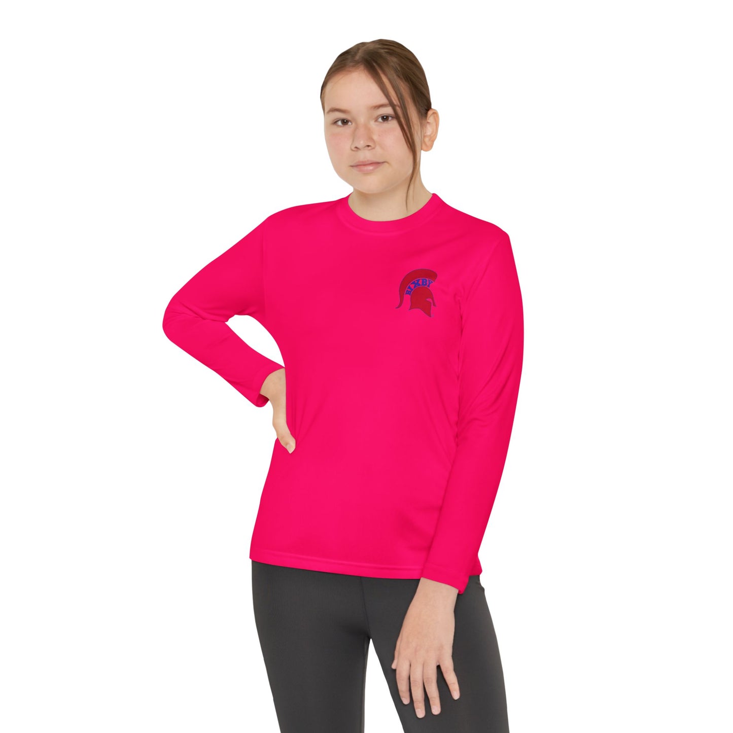 Spartan Red Logo Youth Long Sleeve Sport-Tek Tee