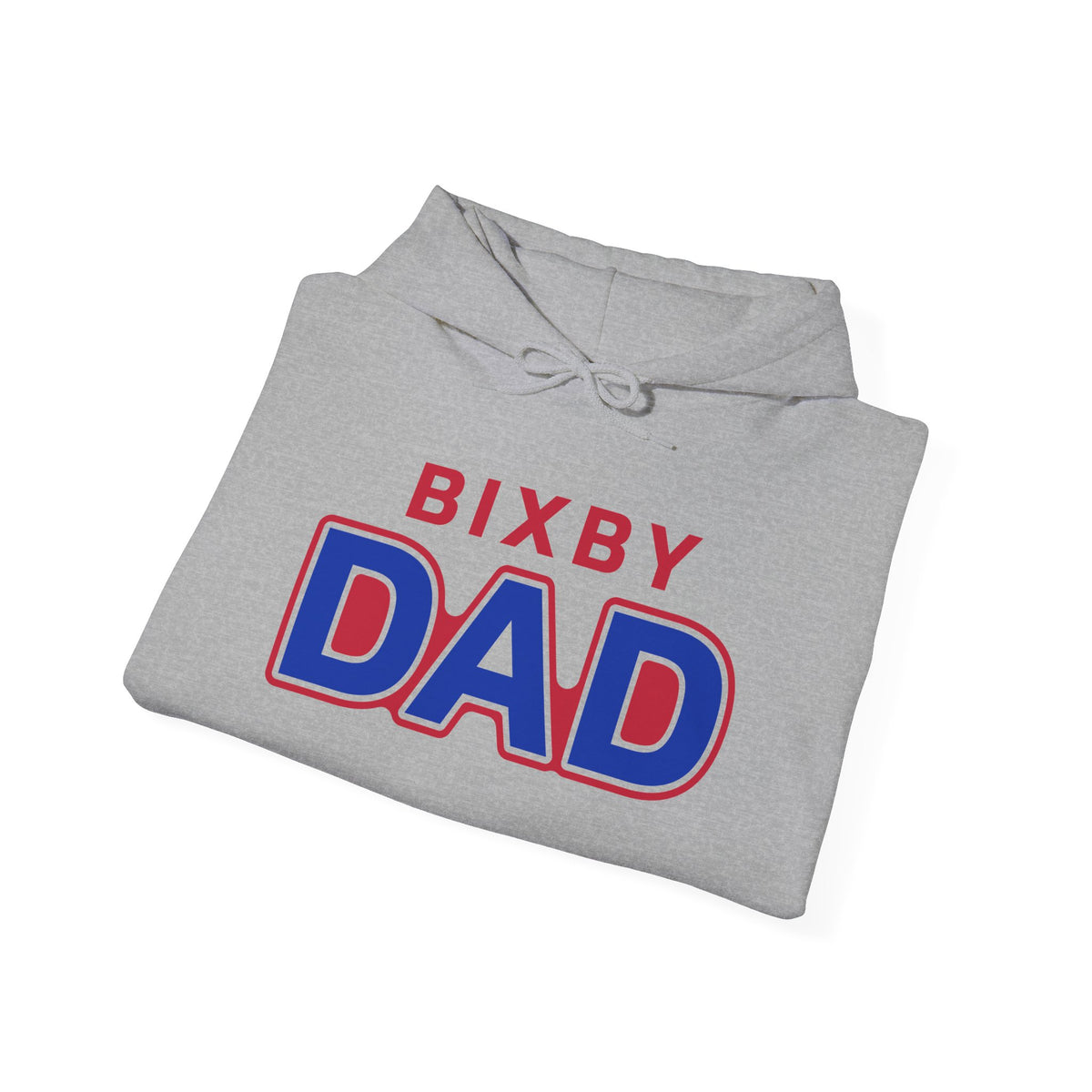 Bixby Dad Hoodie Large Print Retro Red & Blue Dad Pullover
