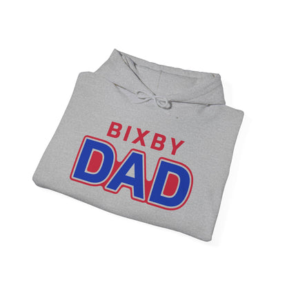 Bixby Dad Hoodie Large Print Retro Red & Blue Dad Pullover