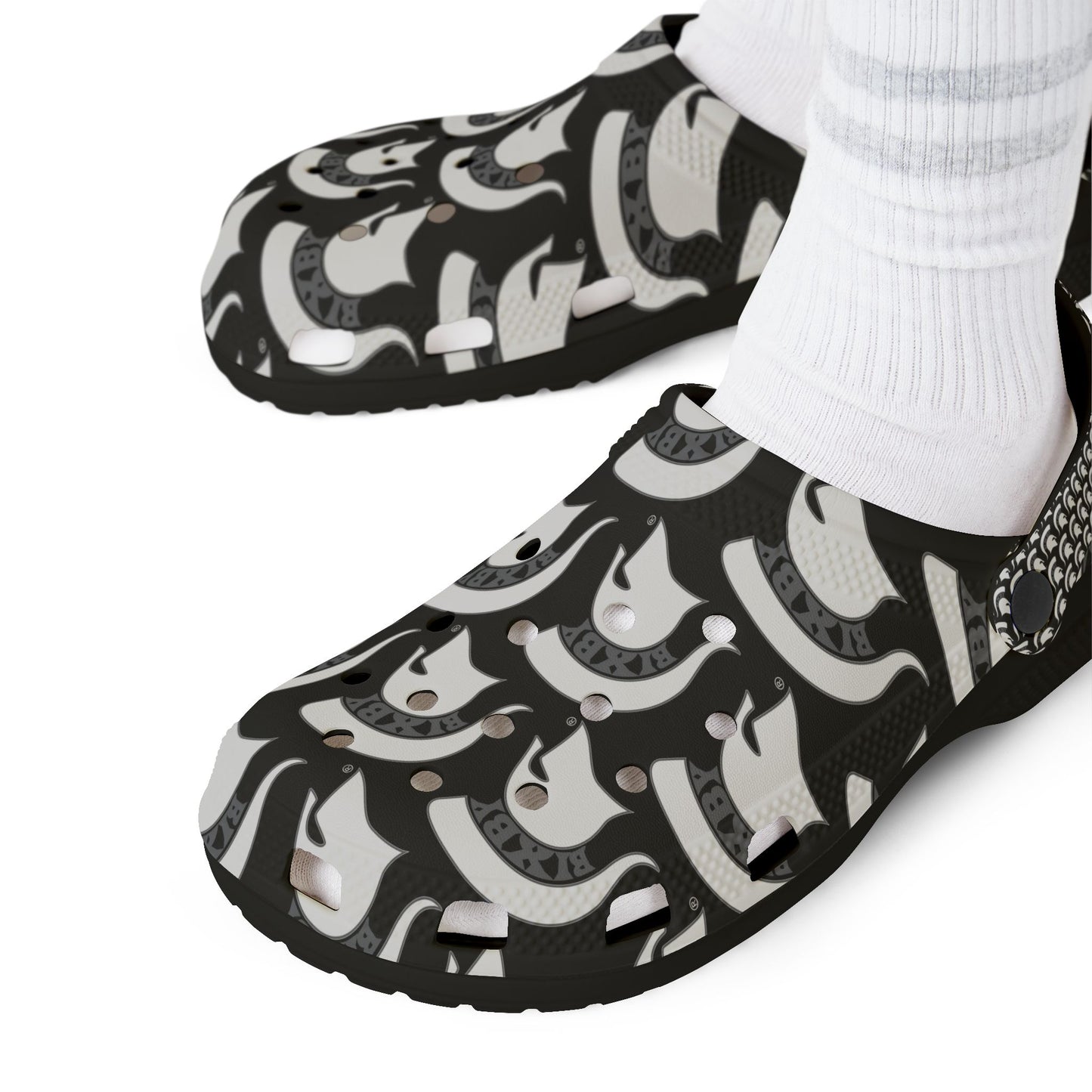 Spartan White Logo Crocs