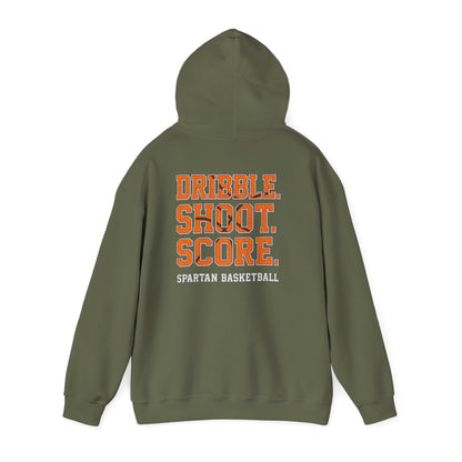 Dribble. Score. Shoot. Spartan Basketball Gildan Hoodie