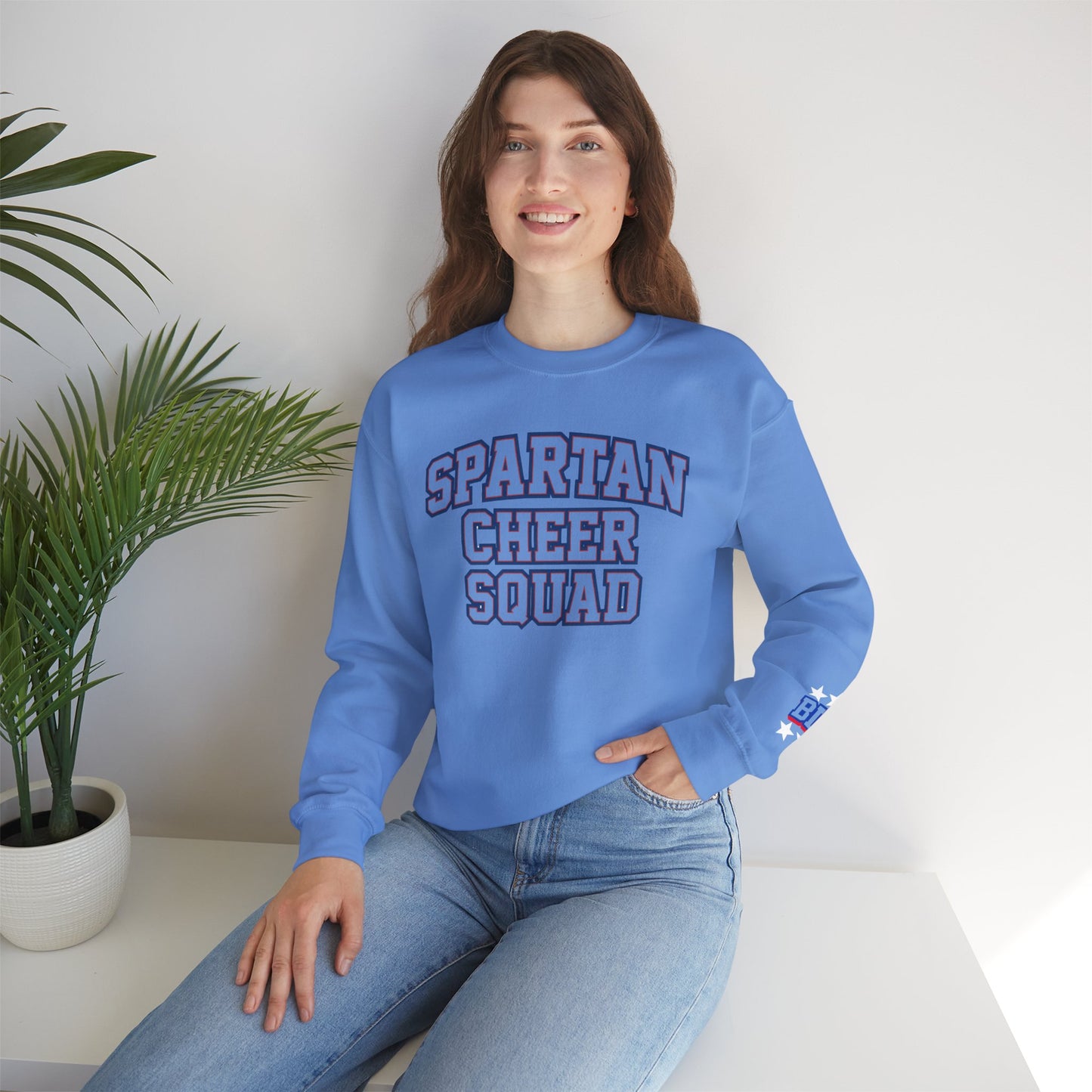 Spartan Cheer Squad With Sleeve Print Gildan Sweatshirt