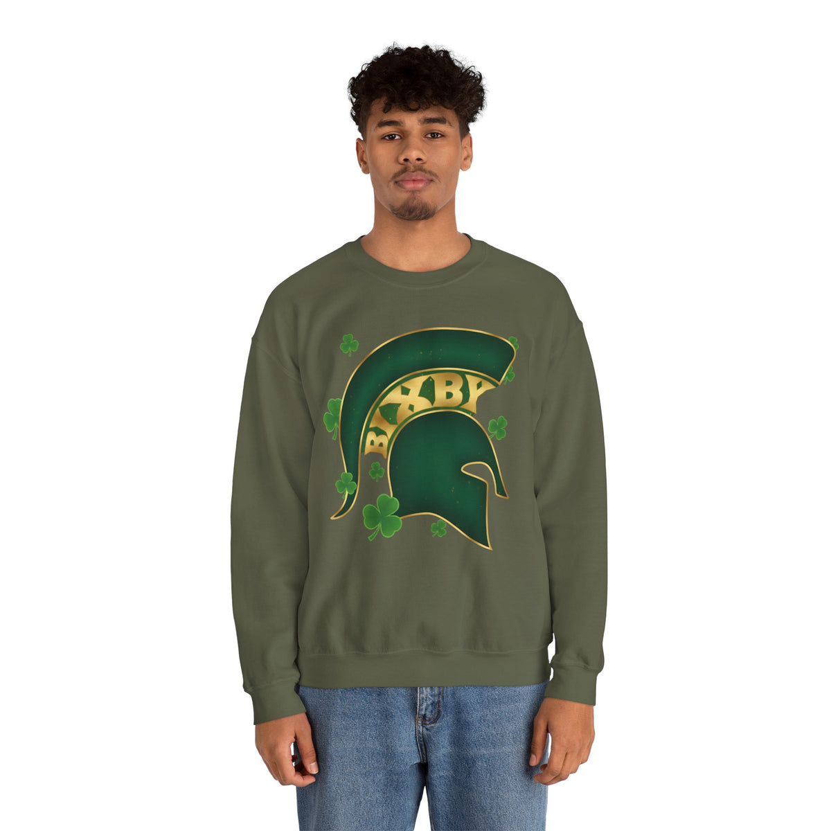 St. Patty's Good Luck Spartan Helmet Adult Gildan Sweatshirt