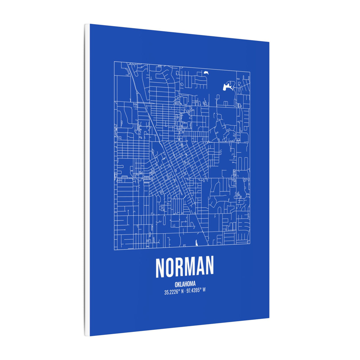 Norman Street Map Canvas, White on Royal Blue