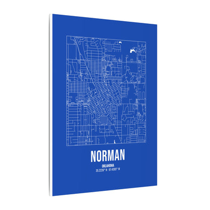 Norman Street Map Canvas, White on Royal Blue