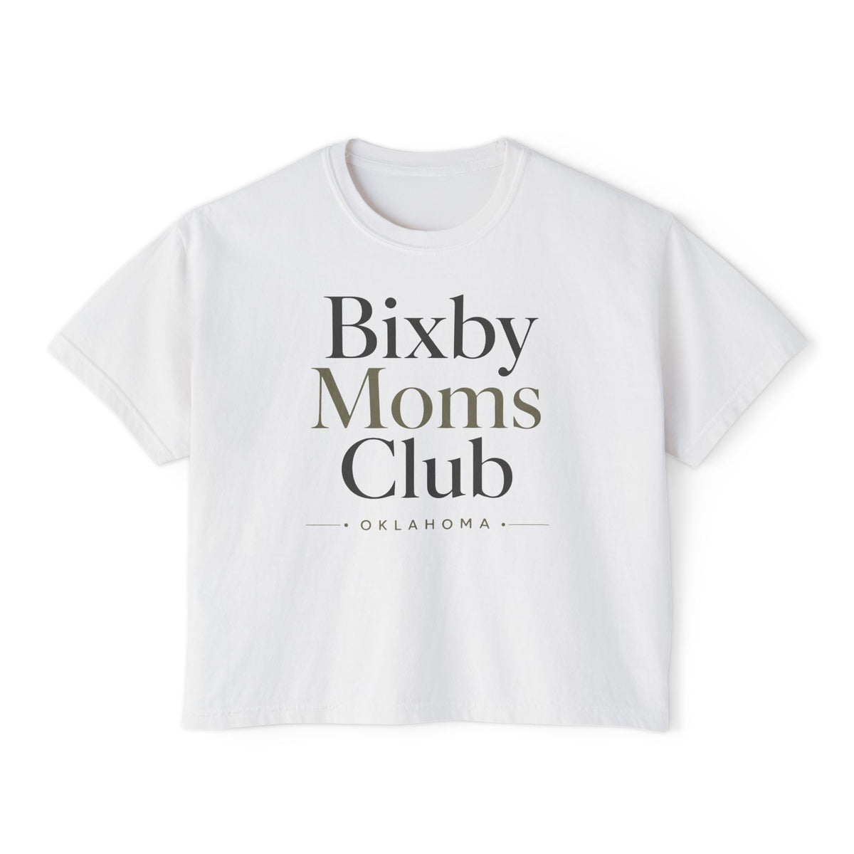 Bixby Moms Club Boxy Tee — Women's Local Mom Group Shirt (Oklahoma)