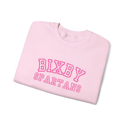 Bixby Spartans Embroidered Pink Font Gildan Sweatshirt