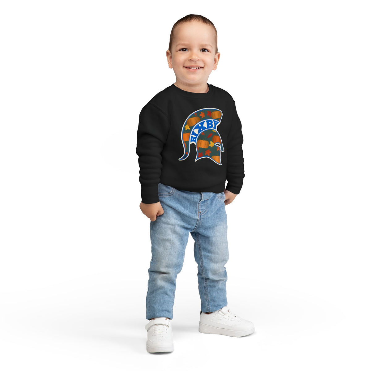 Bixby Spartans Pumpkin Patch Helmet Toddler Sweatshirt – Little Spartan Fall Crewneck
