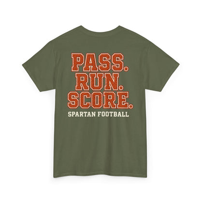 Pass. Run. Score. Spartan Football Gildan Tee