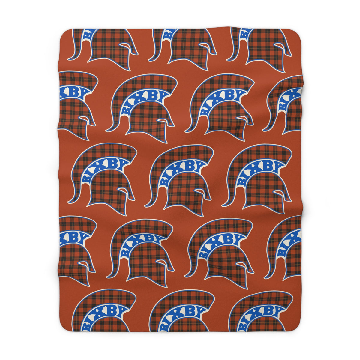 Red Plaid Bixby Spartans Helmet Sherpa Fleece Blanket – Cozy Fall Throw