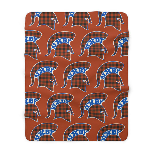 Red Plaid Bixby Spartans Helmet Sherpa Fleece Blanket – Cozy Fall Throw