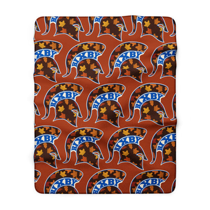 Fall Leaves Bixby Spartans Helmet Sherpa Fleece Blanket – Cozy Autumn Throw