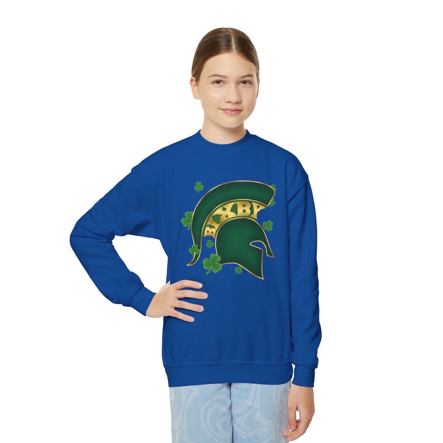 St. Patty's Good Luck Spartan Helmet Youth Sweatshirt