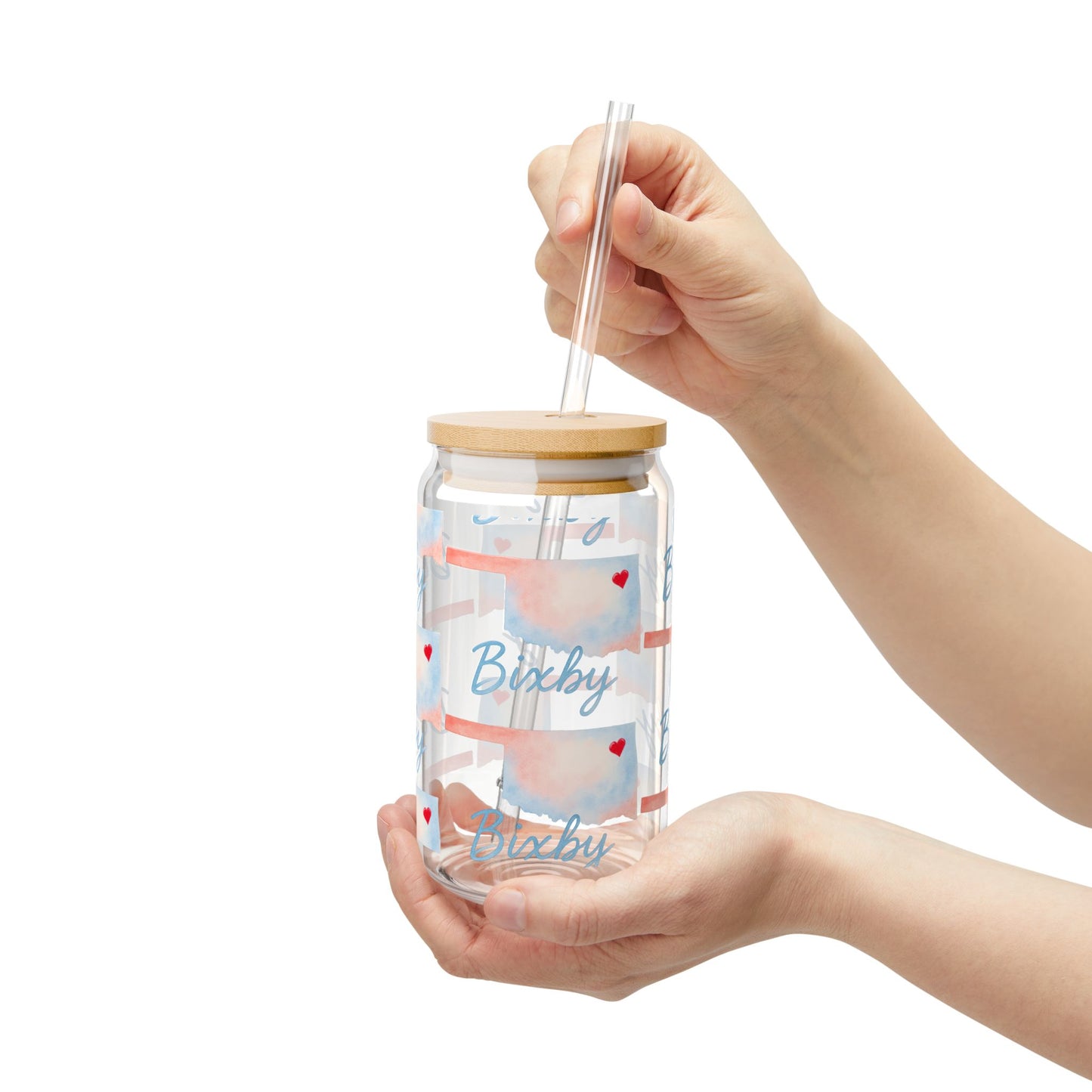 Bixby OK Watercolor 16 Ounce Sipper Glass