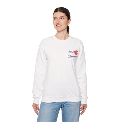 Personalized Spartan Helmet Embroidered Blue Lettering Gildan Sweatshirt