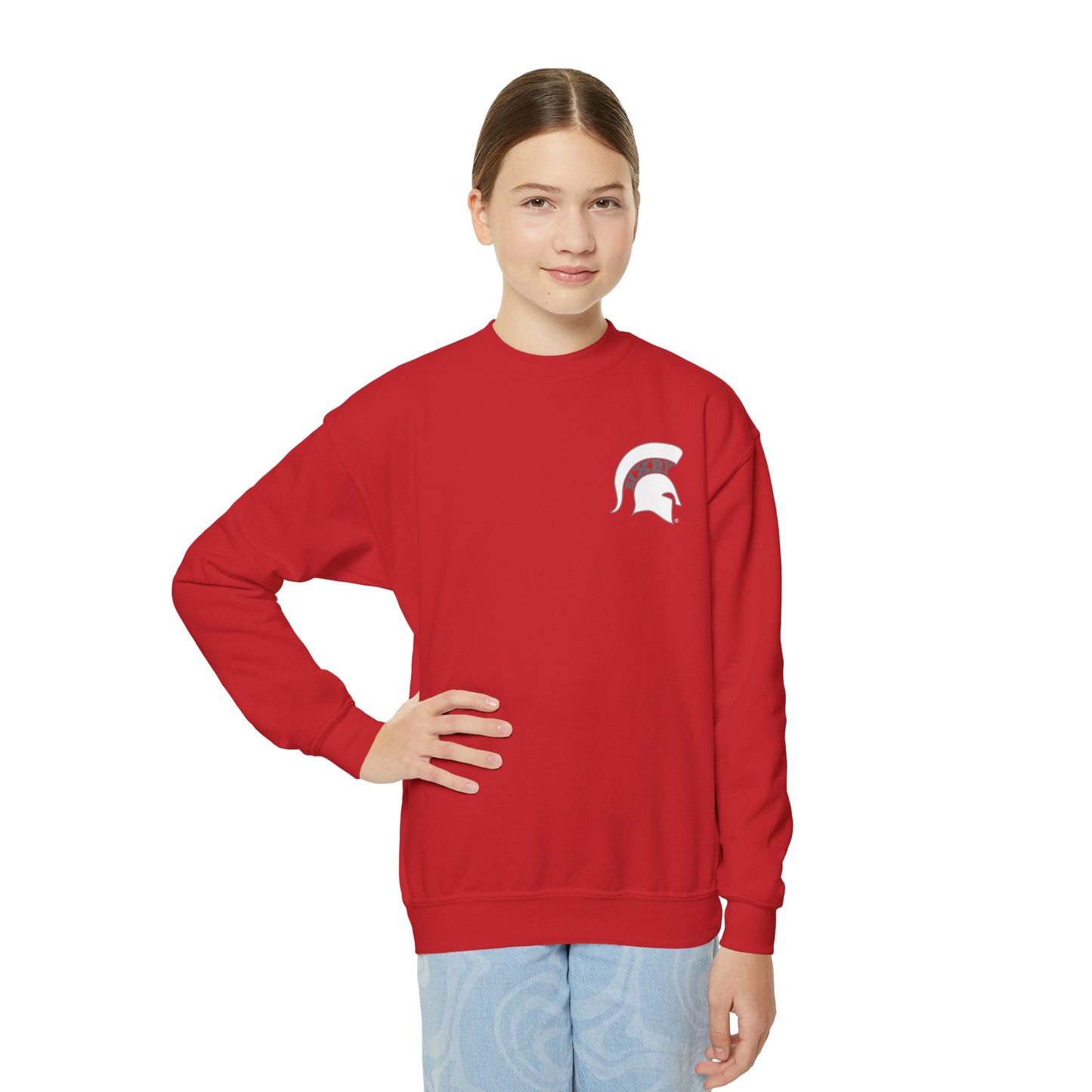 Spartan White Logo Youth Gildan Sweatshirt