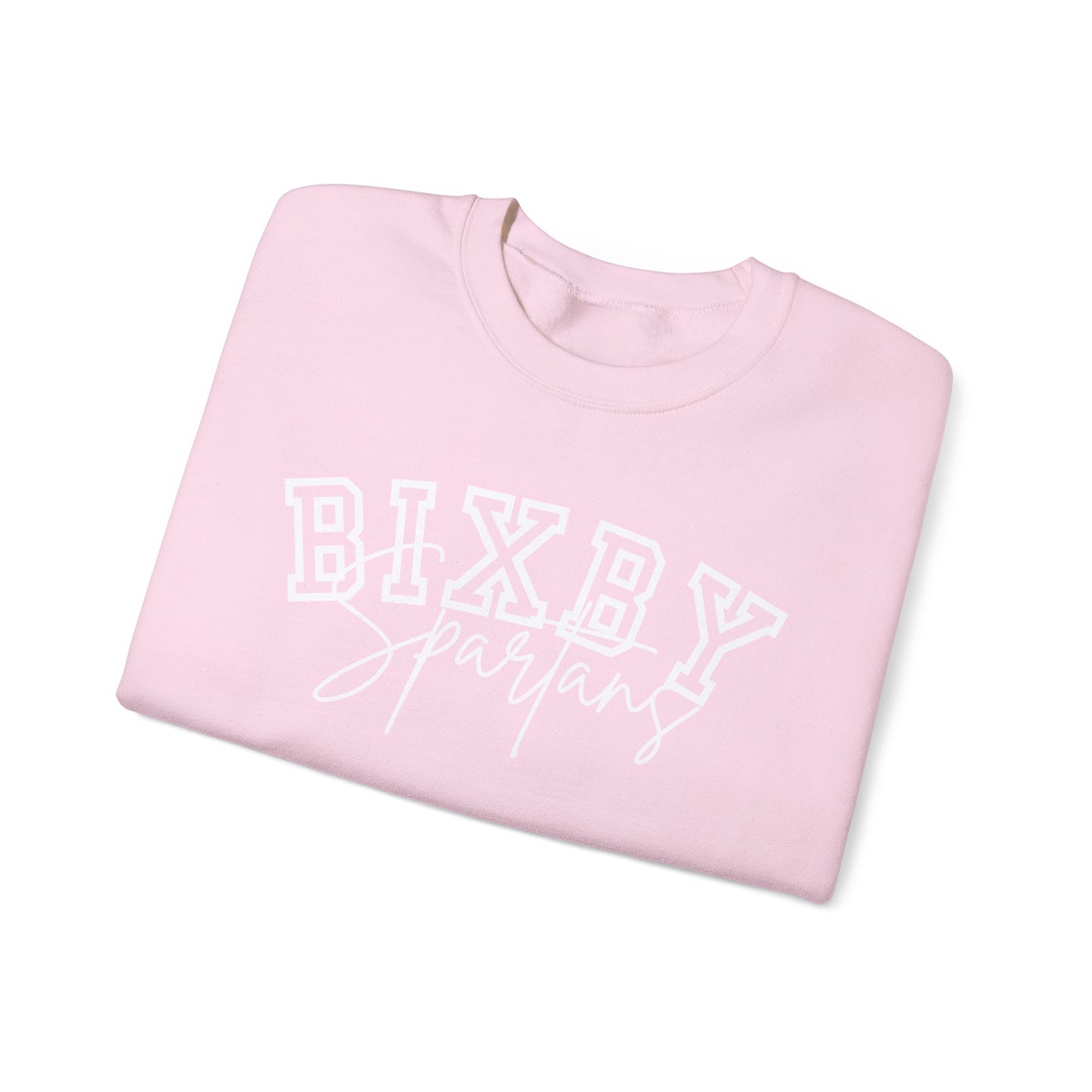 Bixby Spartans White Print Gildan Sweatshirt