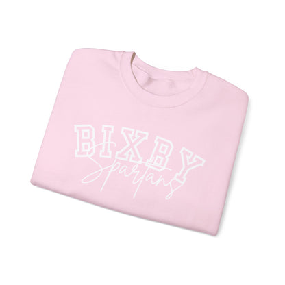 Bixby Spartans White Print Gildan Sweatshirt
