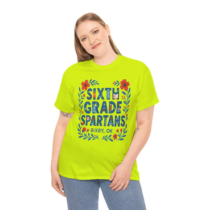 Floral Sixth Grade Spartan Gildan Tee