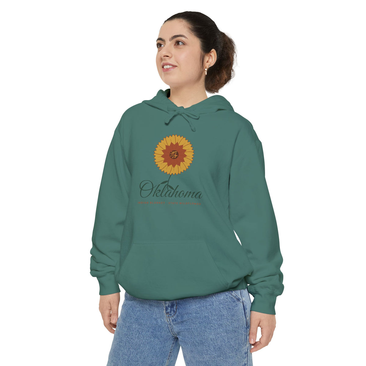 Indian Blanket Garden Script Oklahoma Hoodie | Comfort Colors