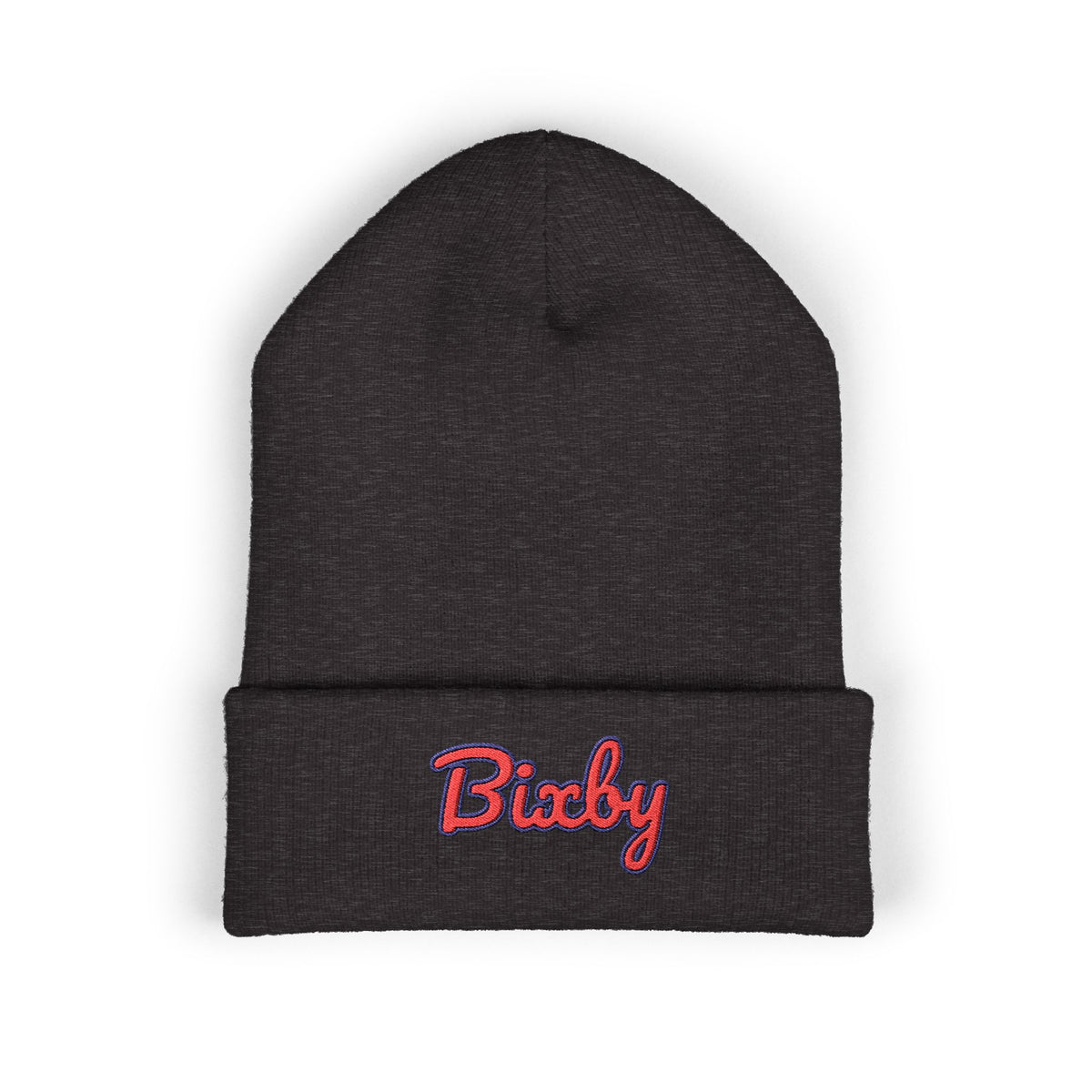 Bixby Spartans Embroidered Cuffed Beanie, Red Script Bixby